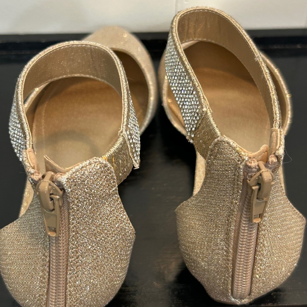 Dream Pairs Amiga-Shine Gold Glitter Rhinestone Ankle Strap Wedge Flats 6.5 - Picture 7 of 12